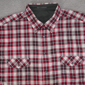 Kukl Shirt Mens 2XL XXL Snap Buttons Red Black Plaid Short Sleeve